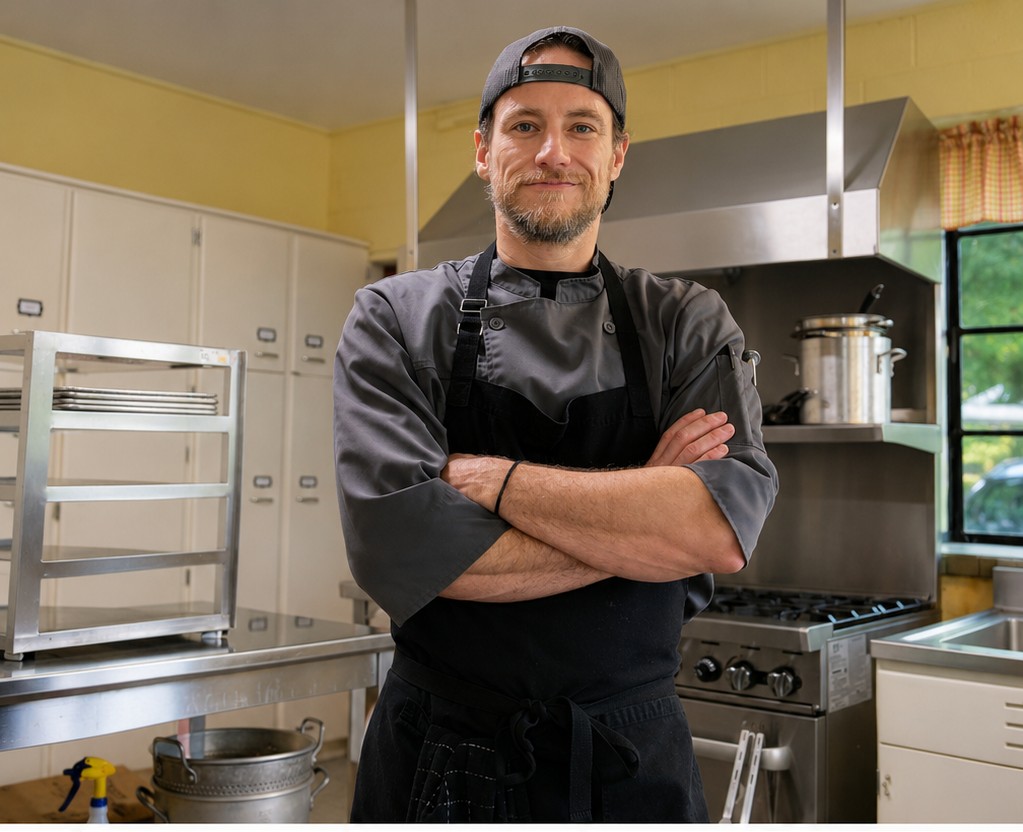 Chef Dan, owner of DGFit Meals, in his commercial kitchen